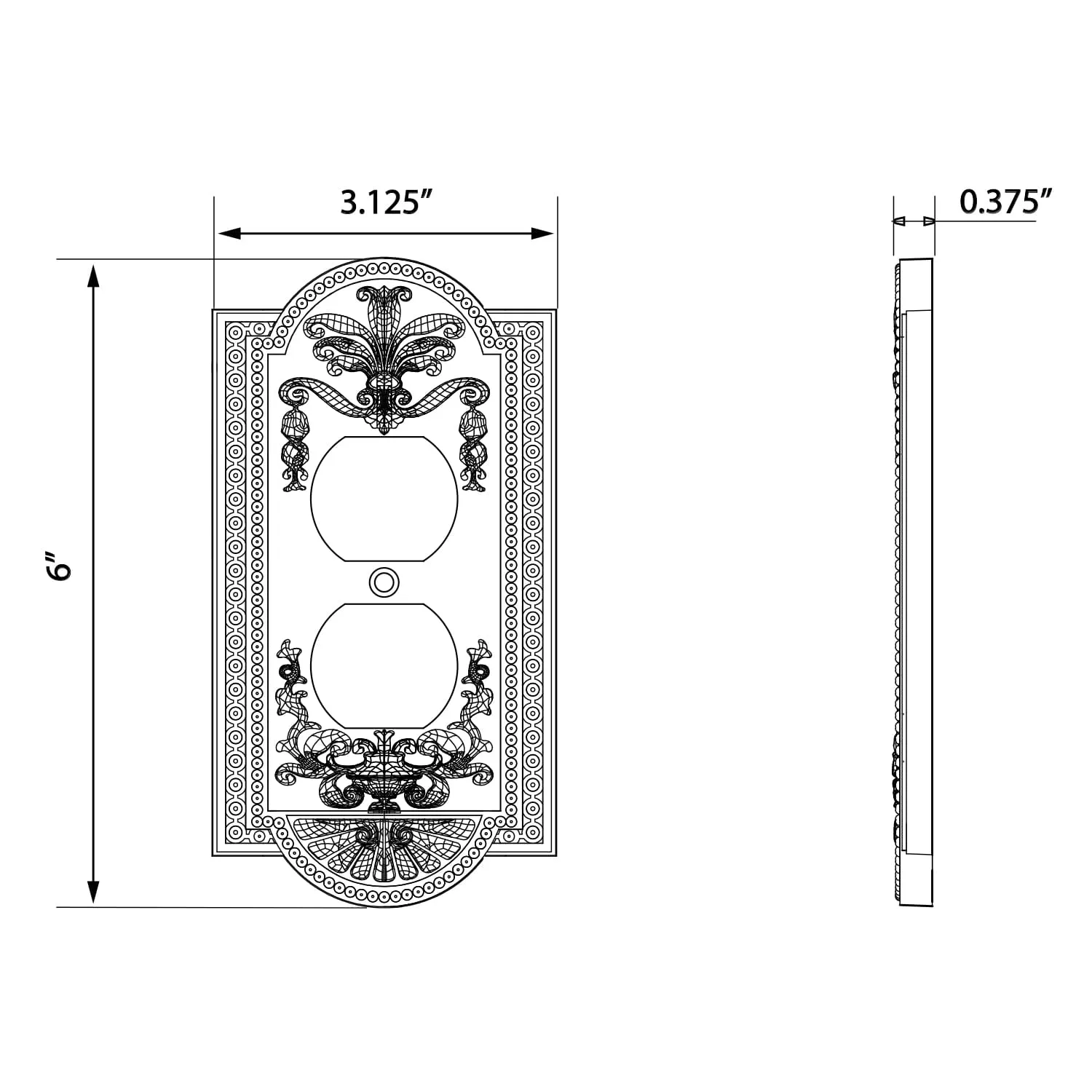 Meadows Switch Plate with Toggle and Outlet in Antique Pewter