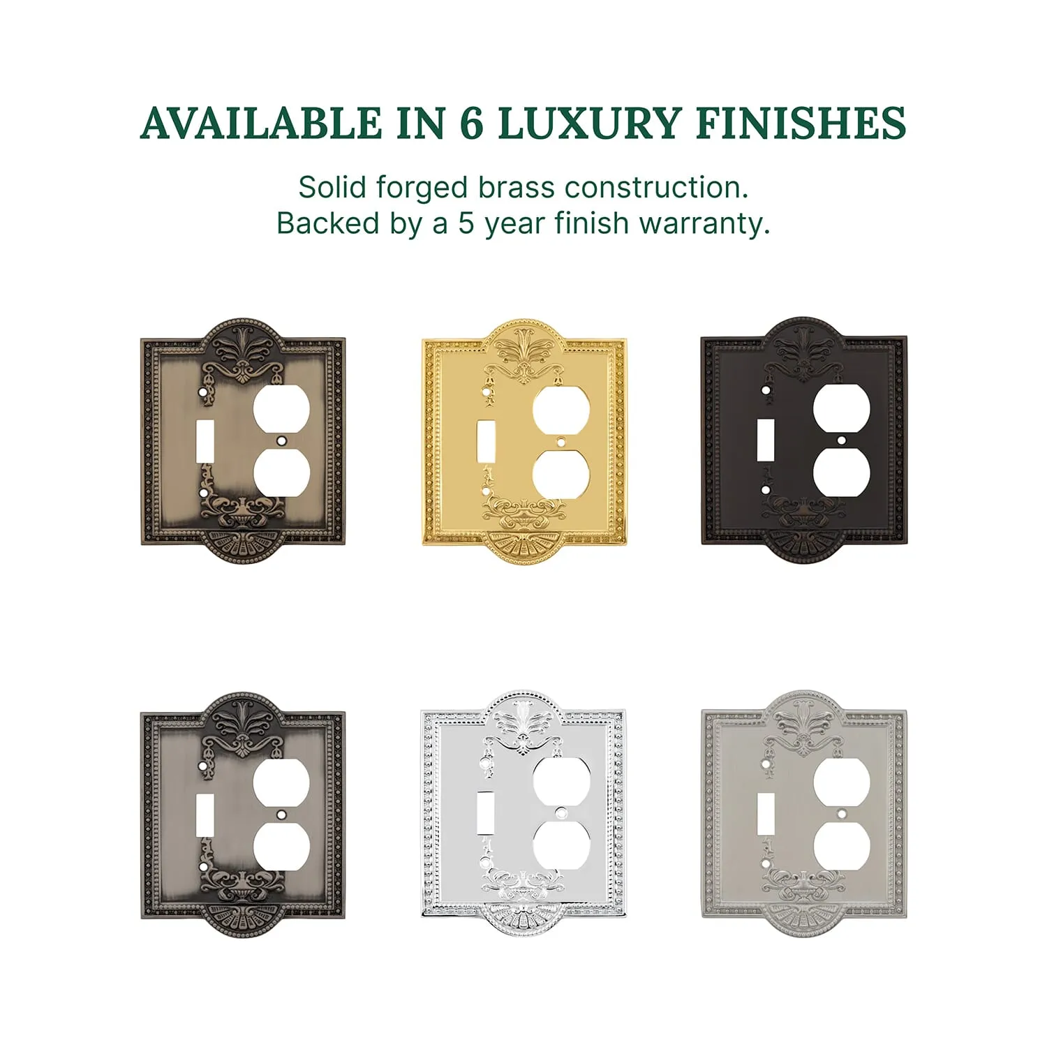 Meadows Switch Plate with Toggle and Outlet in Antique Pewter