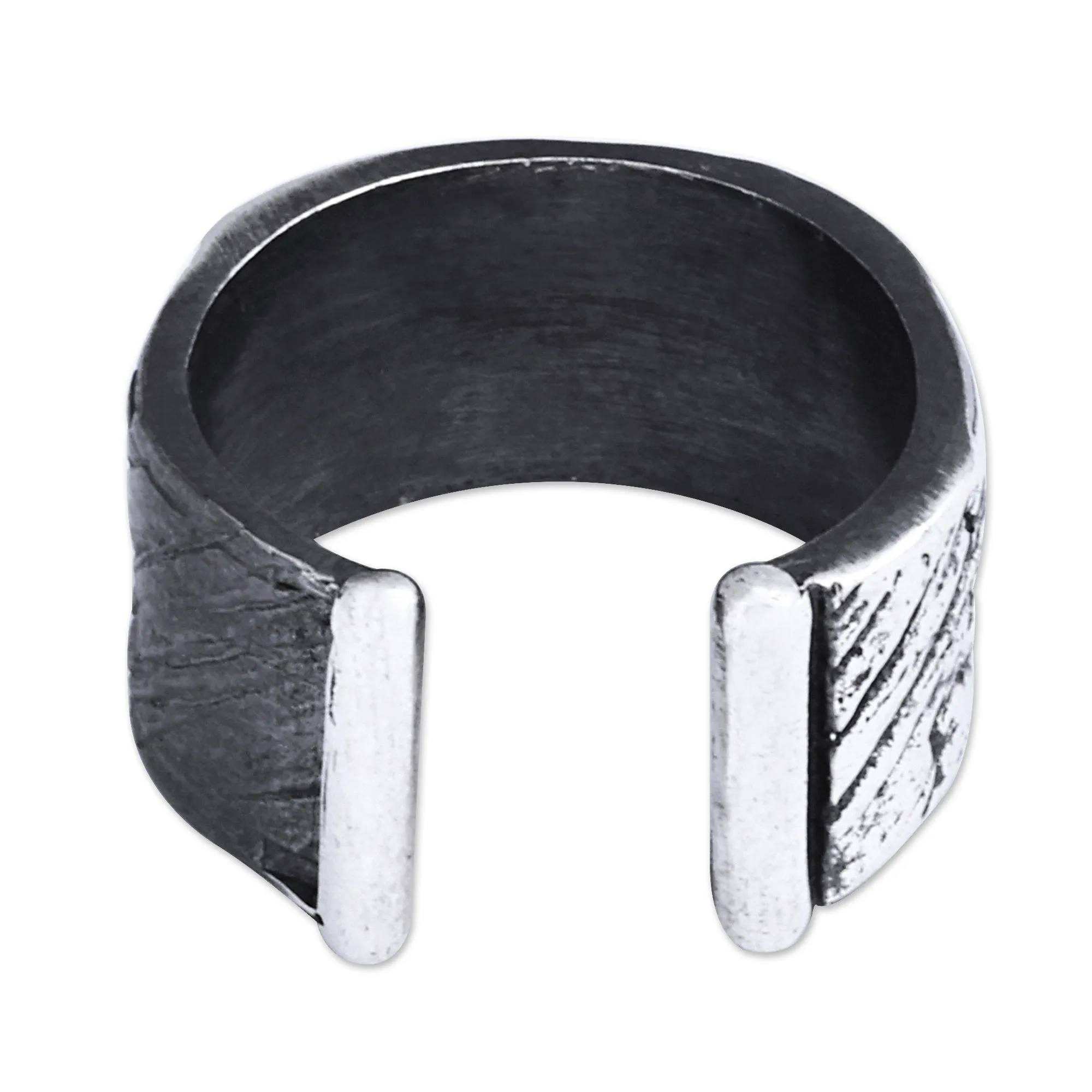 Men's 925 Silver Wrap Ring with Oxidized & Textured Accents - Inheritance | NOVICA