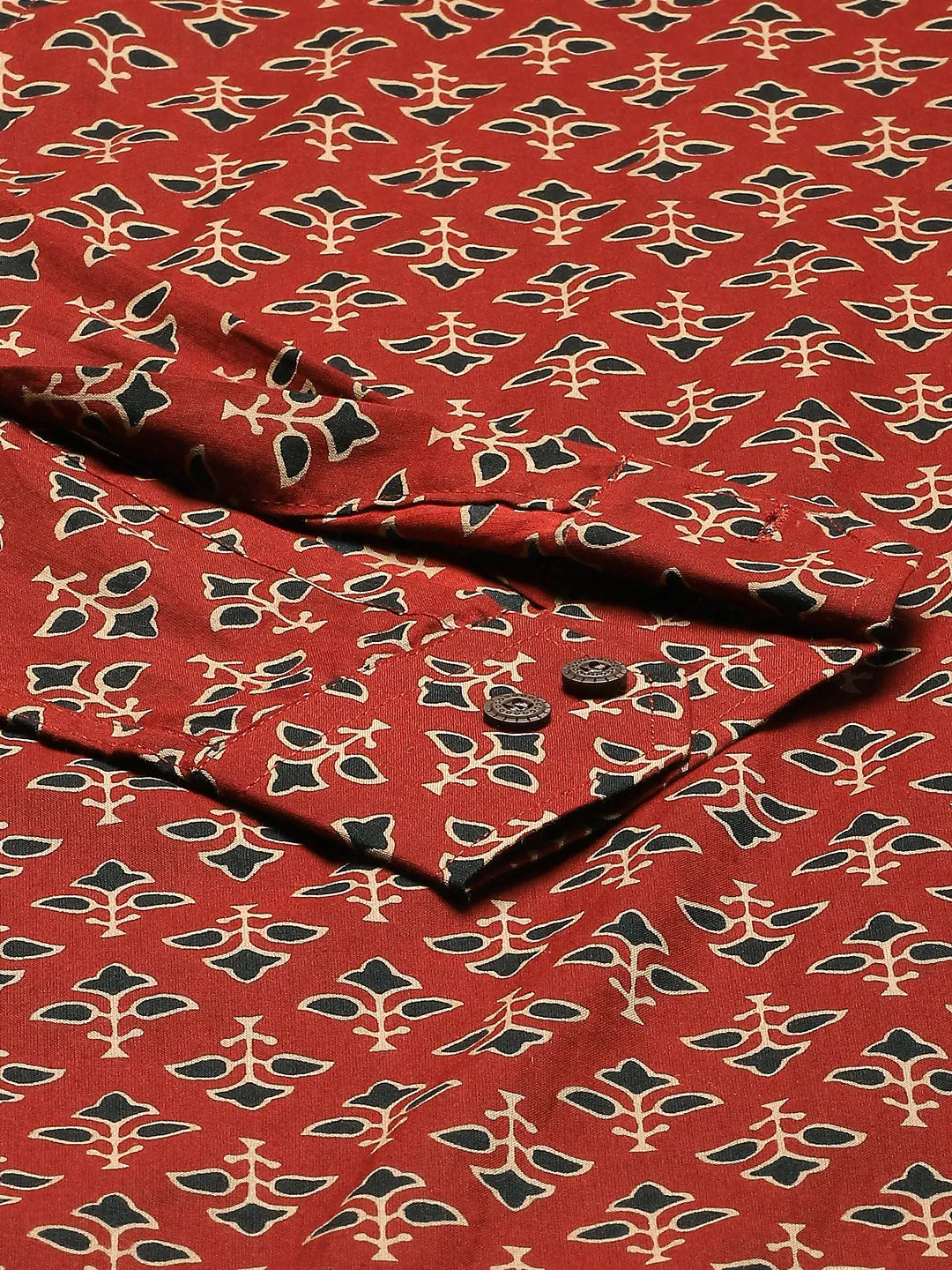 Men's Maroon Cotton Full Sleeves Shirt - Taantav