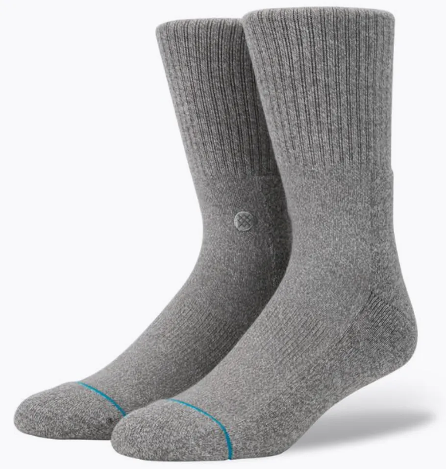 Men's Stance 3 Pack Icon Crew Socks -Grey -Large