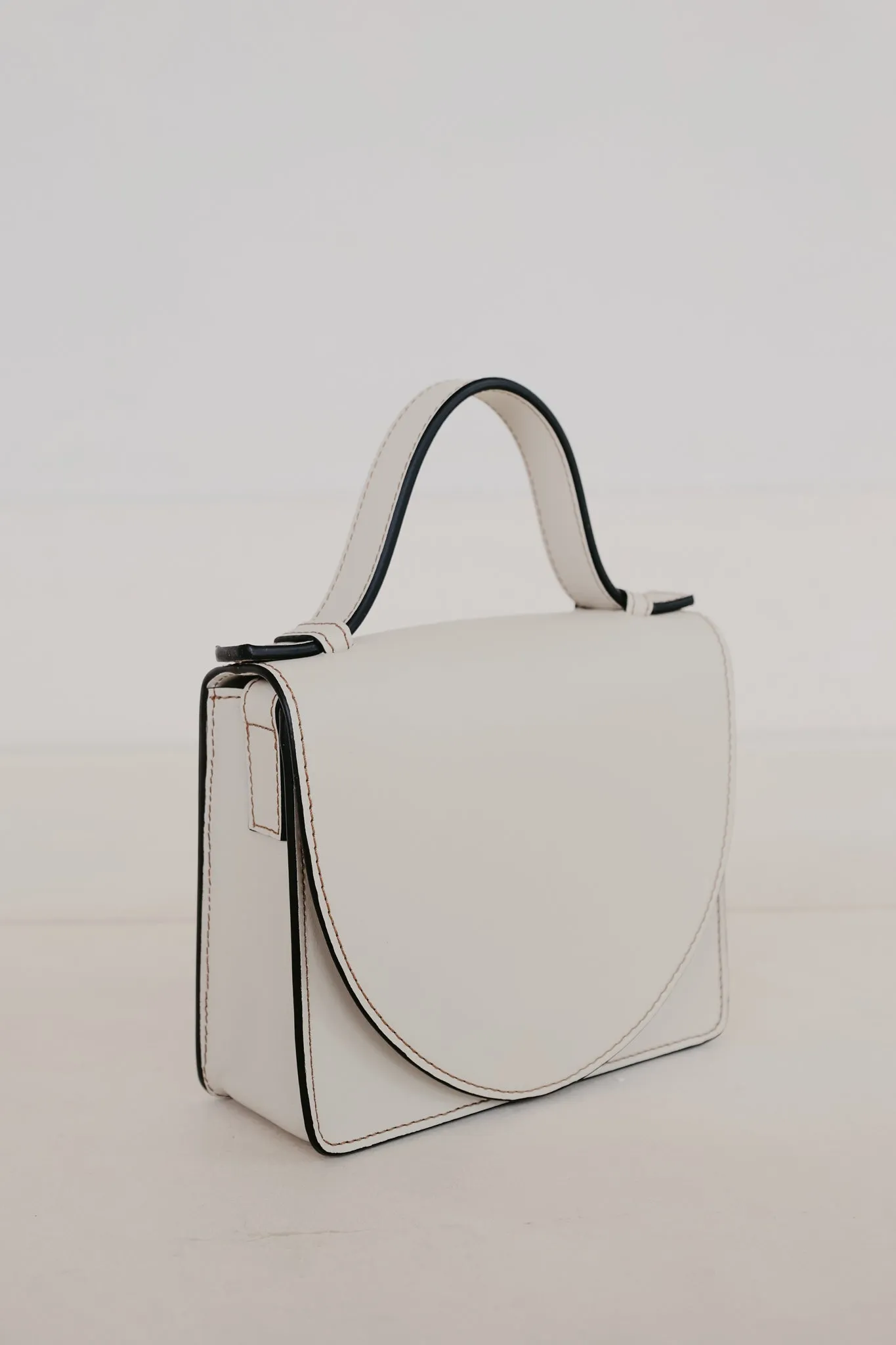 Micro Briefcase | Stitched Tricolor White