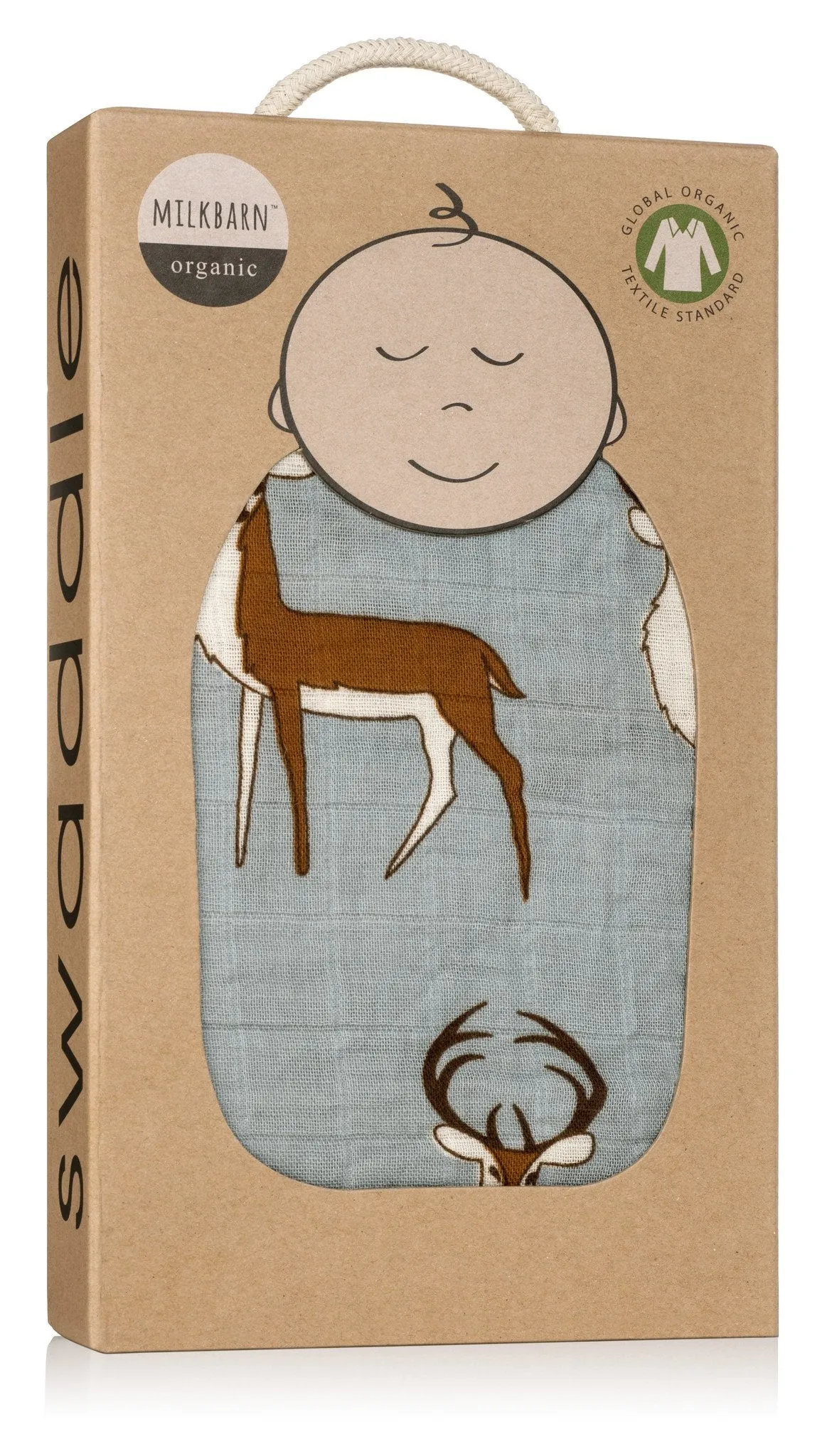 Milkbarn - Organic Muslin Baby Swaddle - Blue Buck