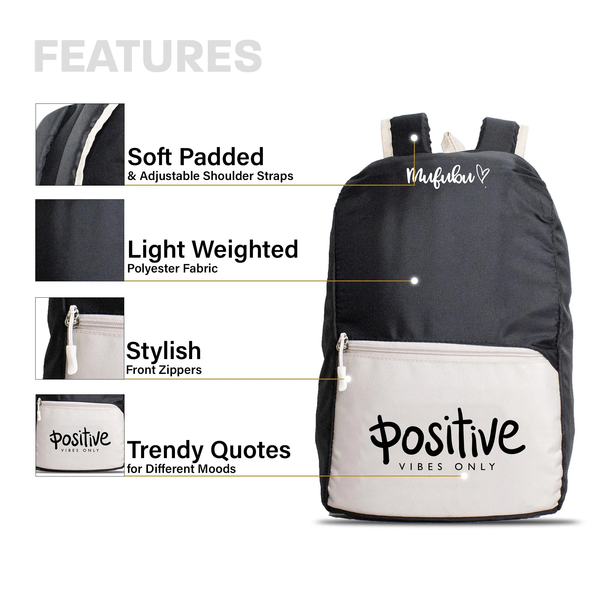 Nano Backpack 15 Ltr Positive Vives Only Black   Beige
