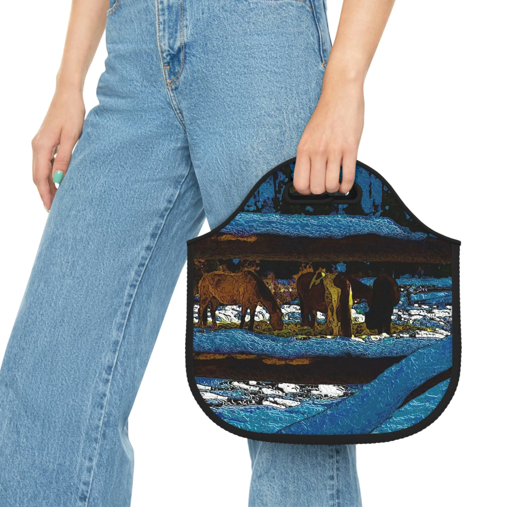 Neoprene Lunch Bag ...  A Horse ... A Saddle ...  Foraging Through The Snow ...  An_Asses 'Cry' ... Central Idaho, November 2022 ...  Original Works ..