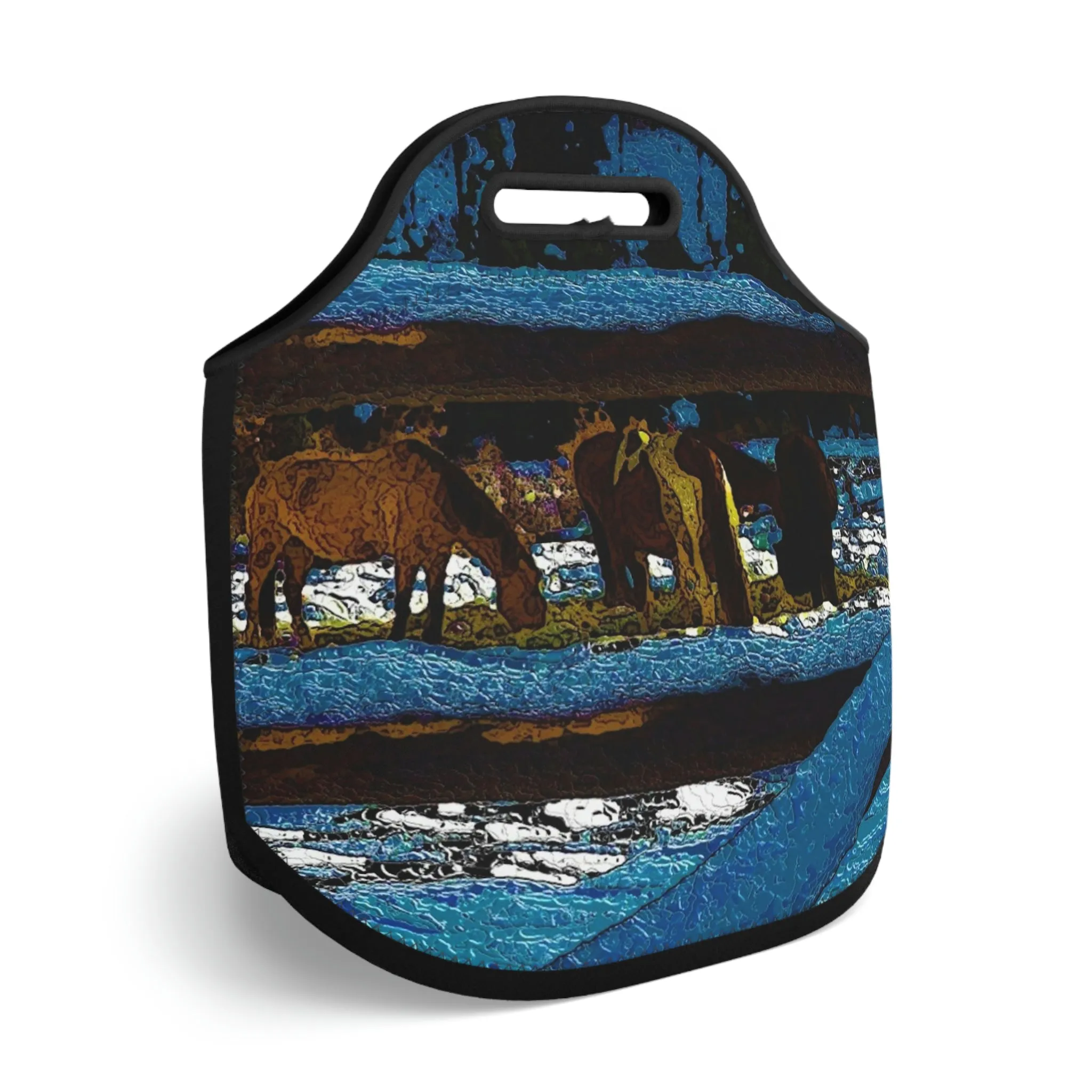 Neoprene Lunch Bag ...  A Horse ... A Saddle ...  Foraging Through The Snow ...  An_Asses 'Cry' ... Central Idaho, November 2022 ...  Original Works ..