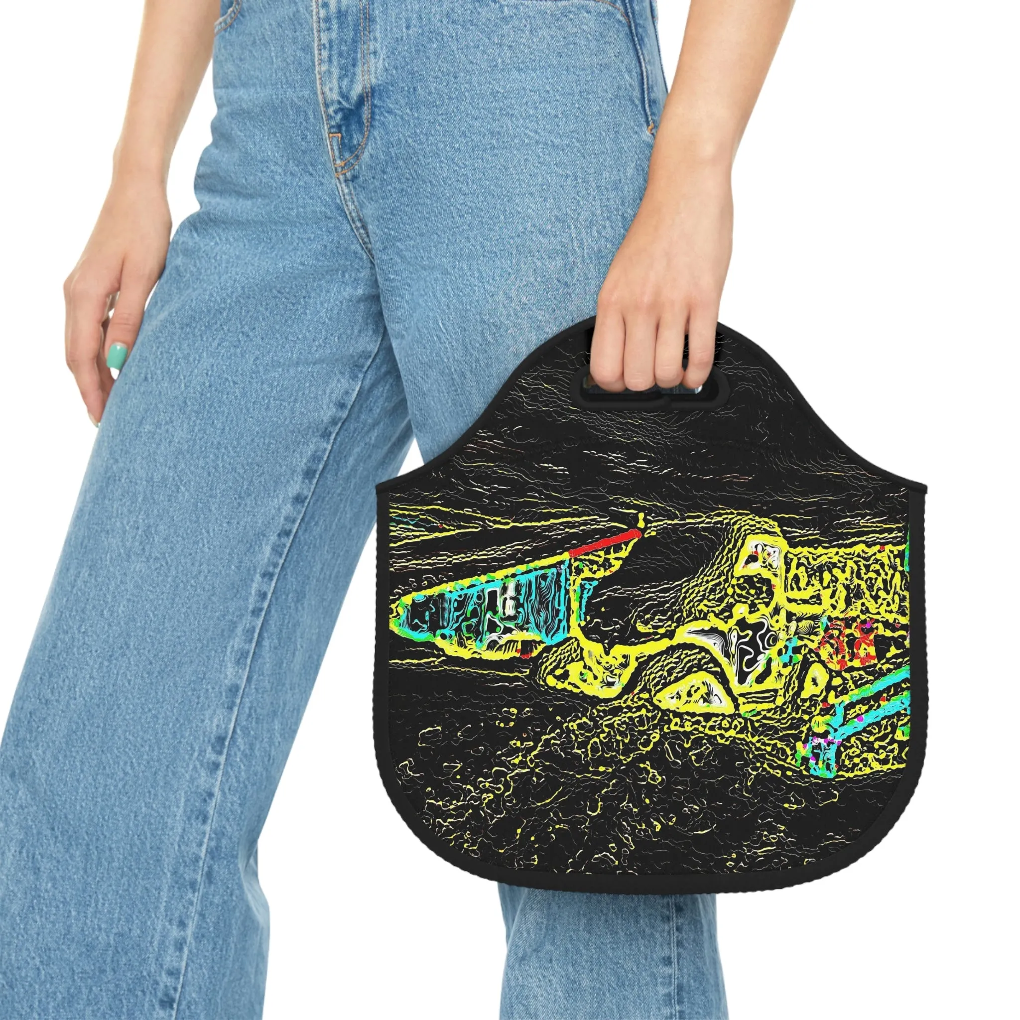 Neoprene Lunch Bag ... "Snow Vehicle In Snow Storm At-Rest" ... Circa 12Mar23 ... Central Idaho ... 18-Hours Rendering Time: Original Works ...