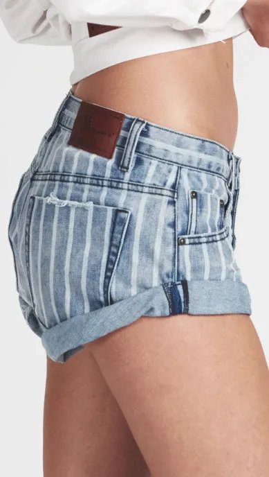 One Teaspoon Bandits Low Waist Denim Shorts Rocky Stripe