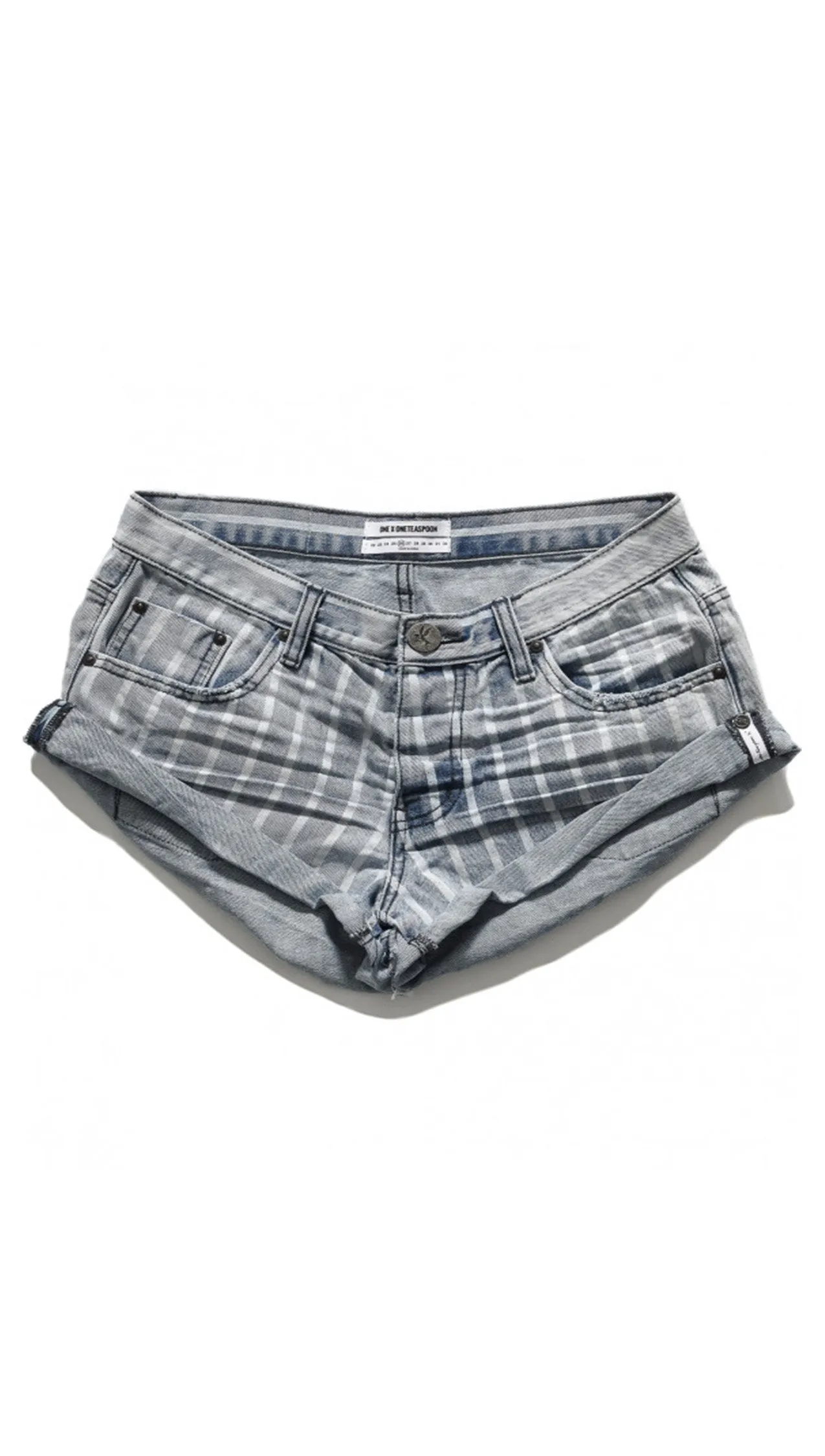 One Teaspoon Bandits Low Waist Denim Shorts Rocky Stripe