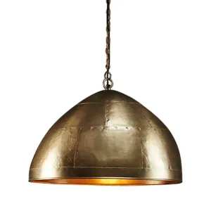 P51 Medium - Antique Brass - Iron Riveted Dome Pendant Light