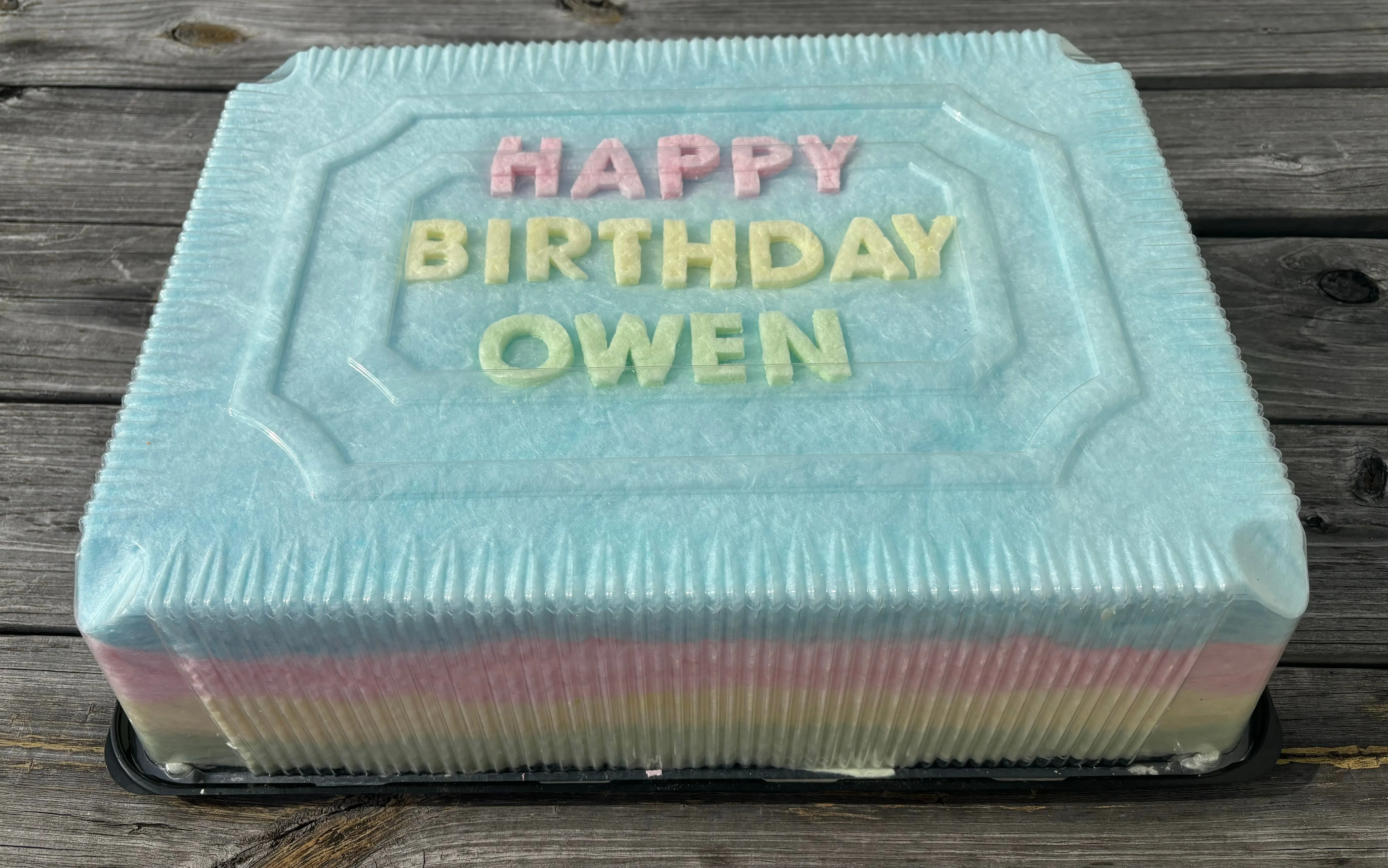 Personalized Rainbow Cotton Candy Cake Half Sheet Cake Size
