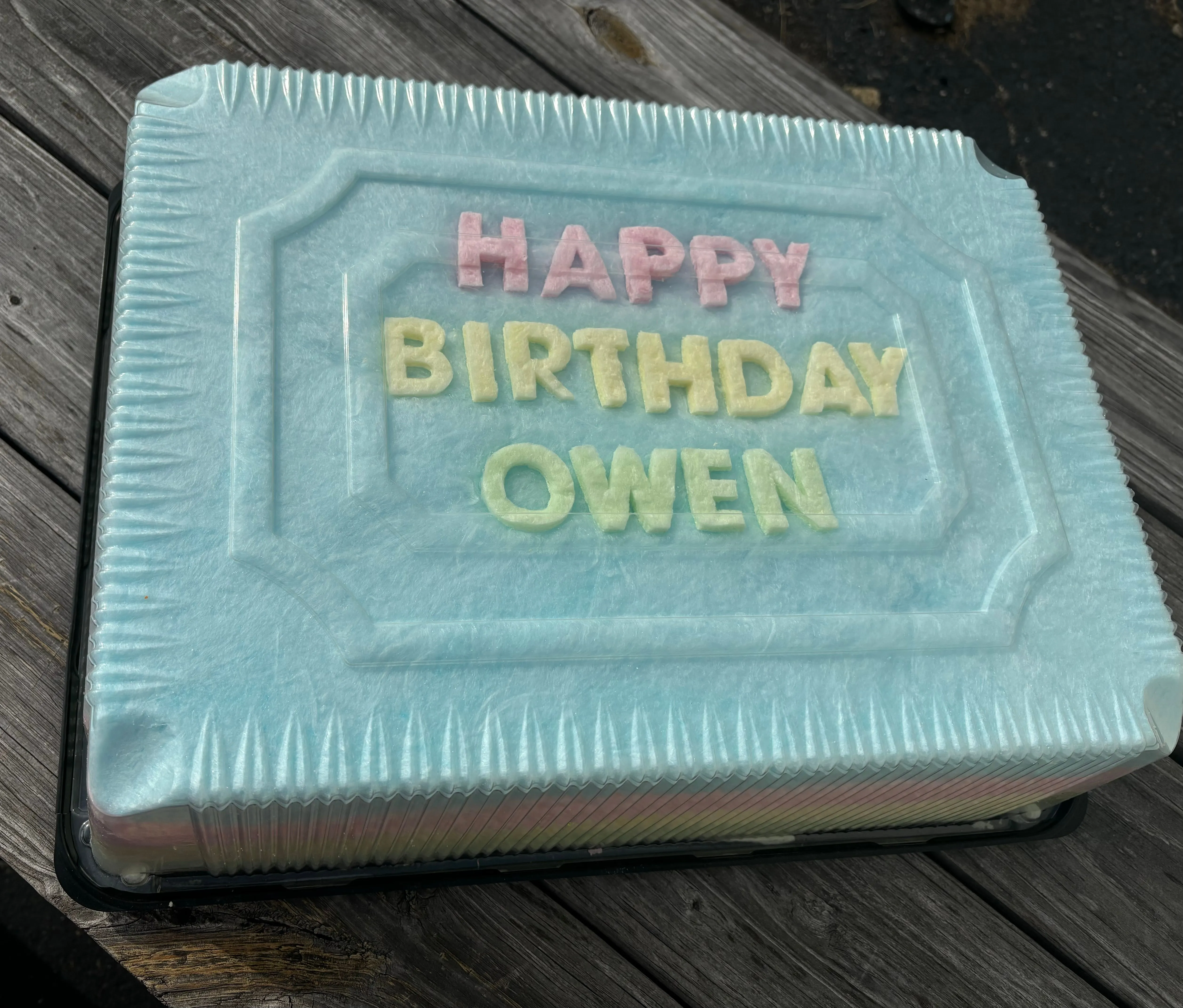 Personalized Rainbow Cotton Candy Cake Half Sheet Cake Size