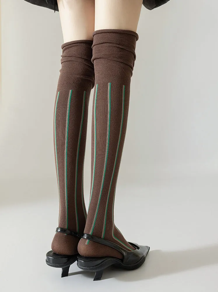Pinstripe Slouch Graceful Calf Socks