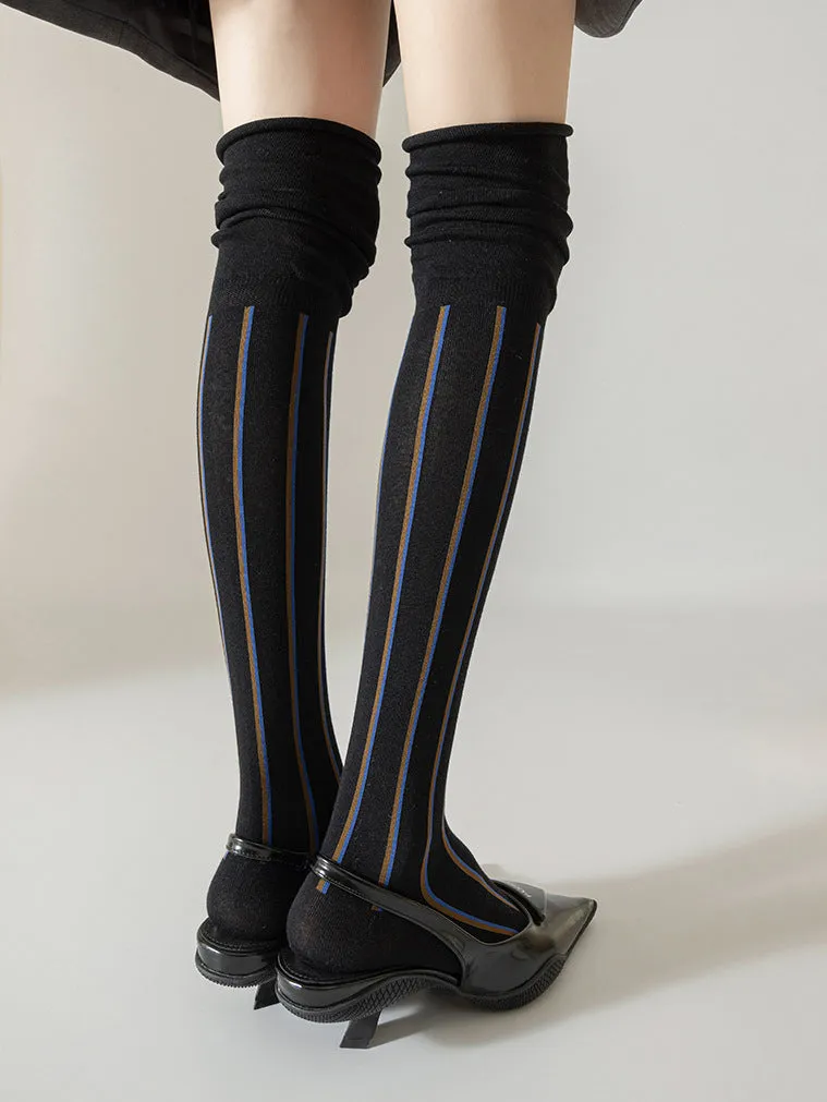 Pinstripe Slouch Graceful Calf Socks