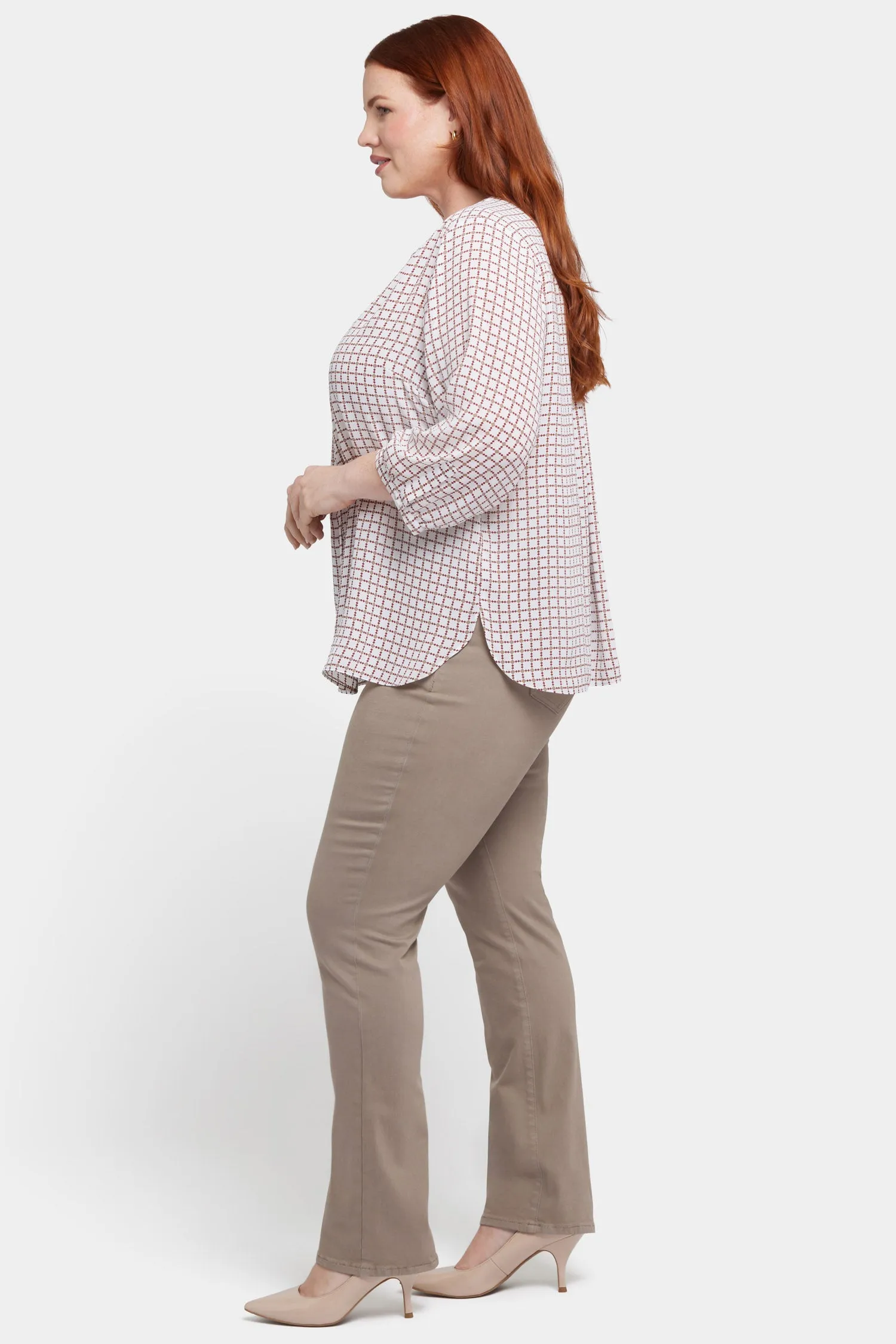 Pintuck Blouse In Plus Size - Graceful Geo