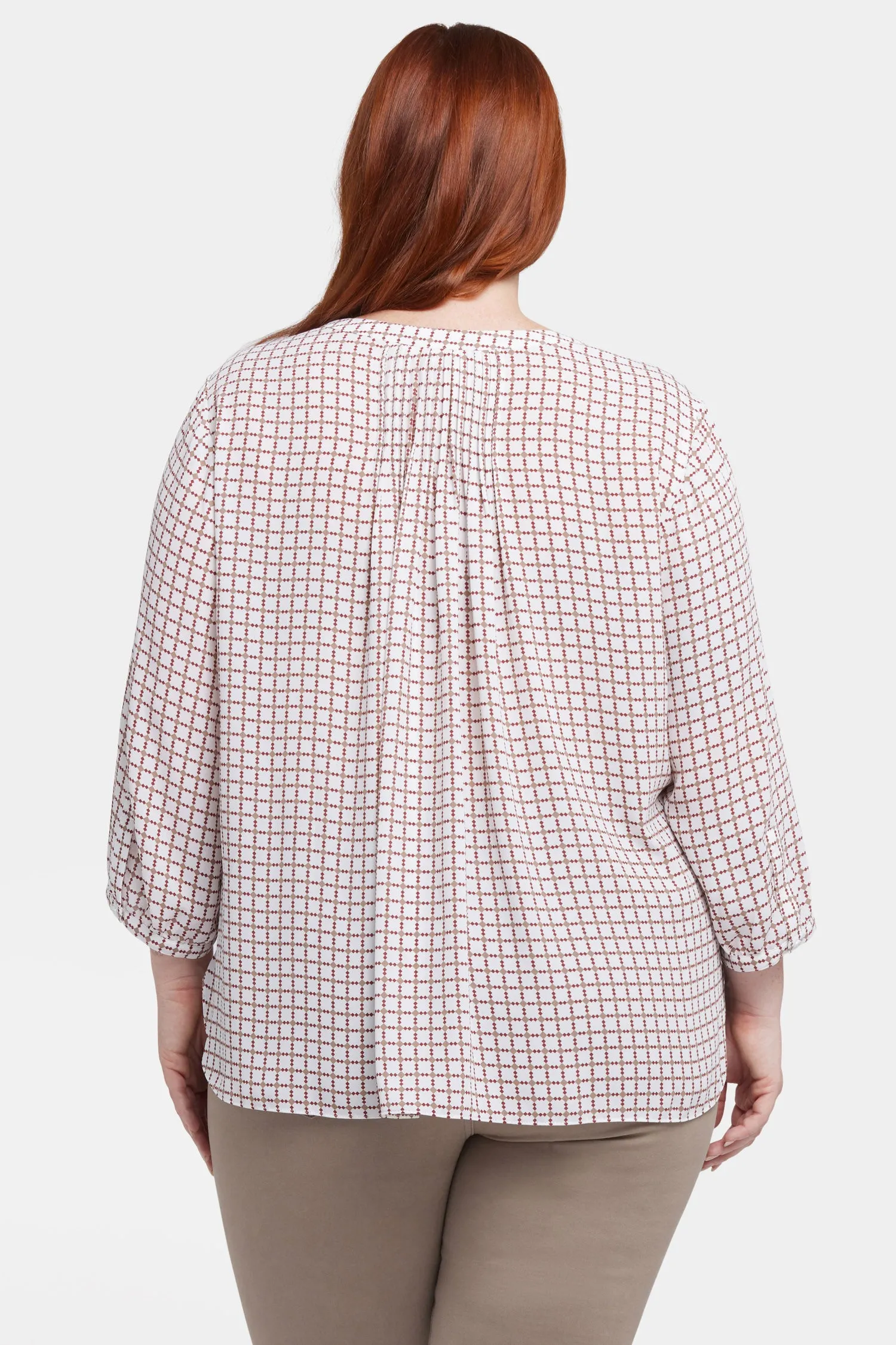 Pintuck Blouse In Plus Size - Graceful Geo