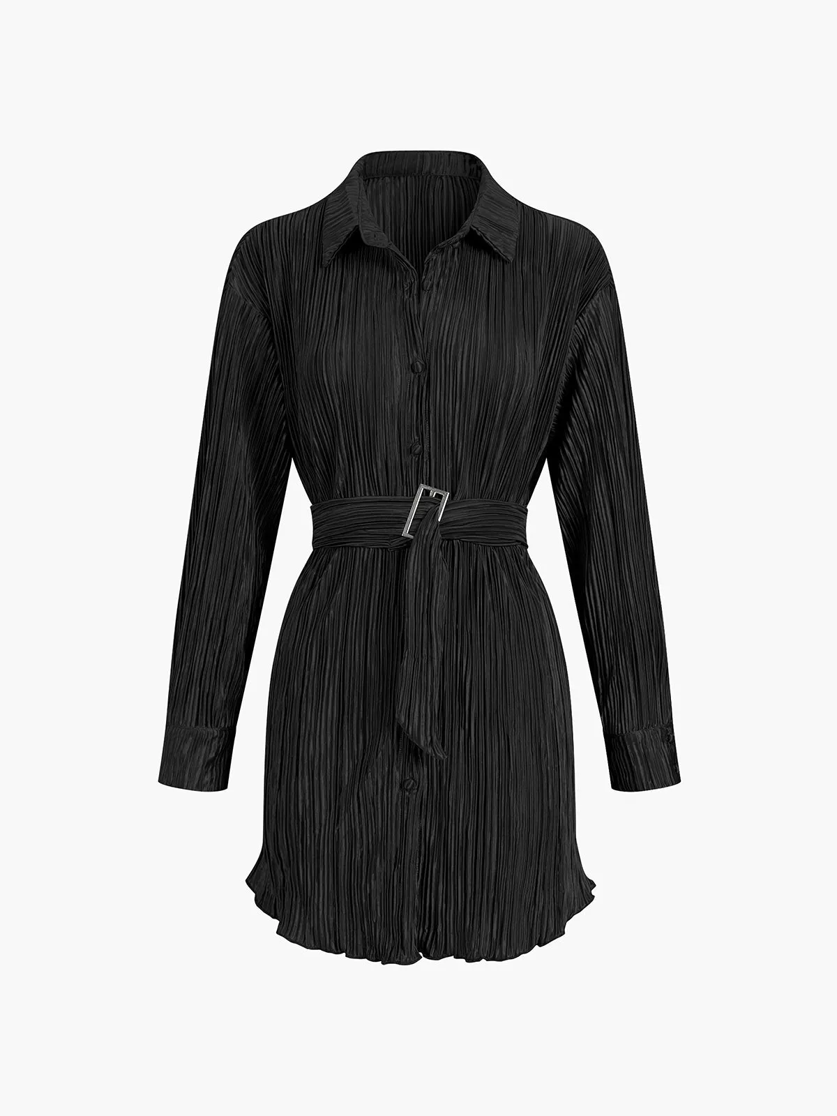 Pleat Tied Graceful Short Shirt Dress