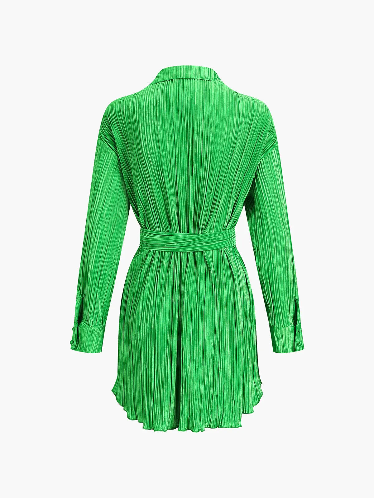 Pleat Tied Graceful Short Shirt Dress