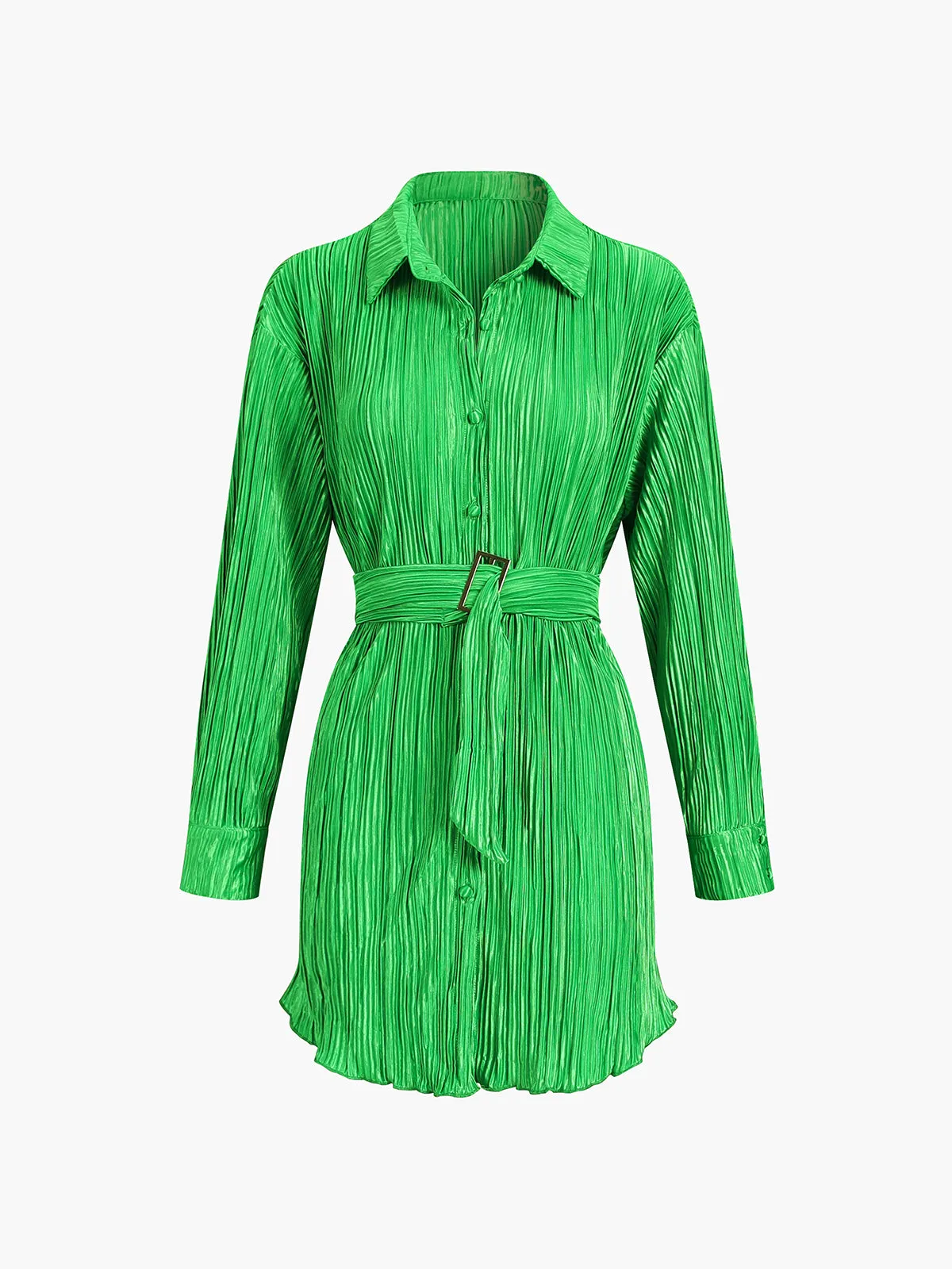 Pleat Tied Graceful Short Shirt Dress