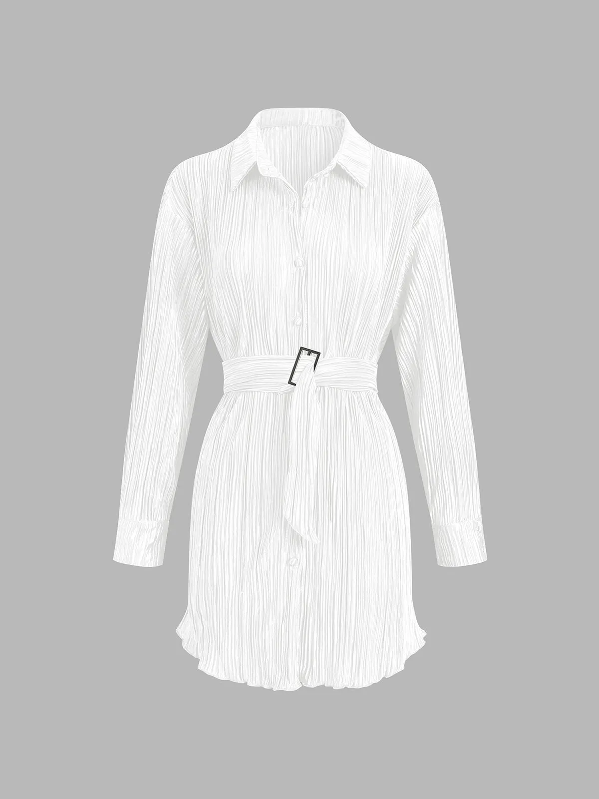 Pleat Tied Graceful Short Shirt Dress