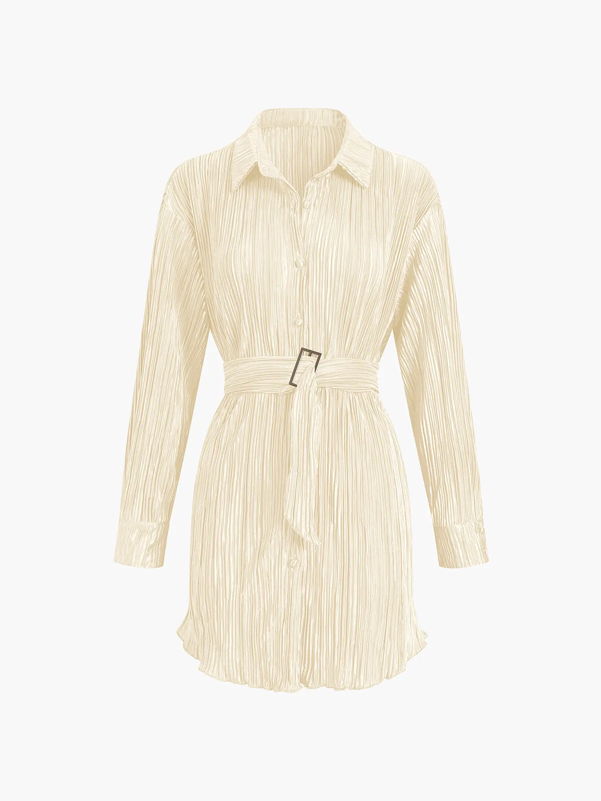 Pleat Tied Graceful Short Shirt Dress