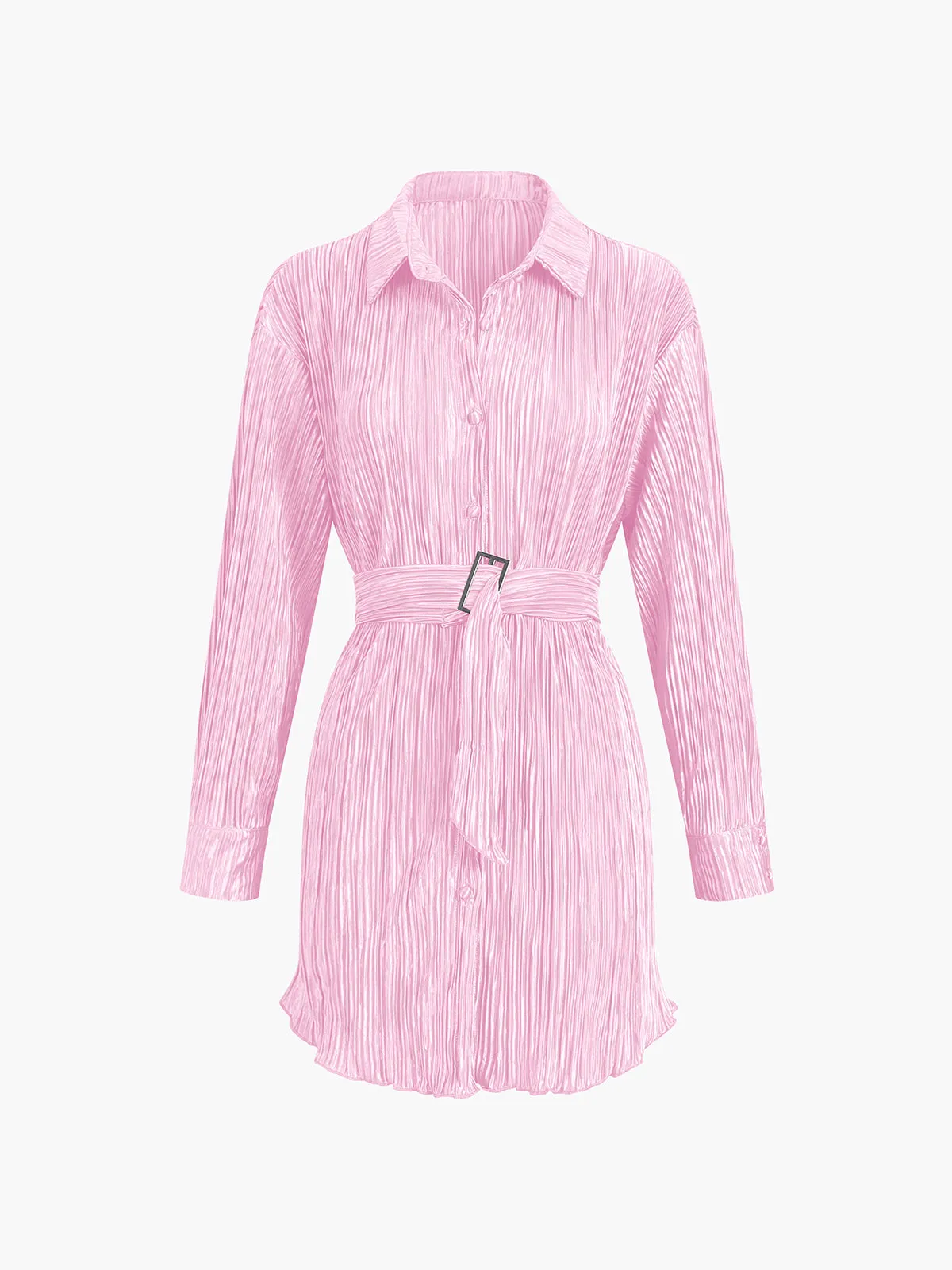Pleat Tied Graceful Short Shirt Dress