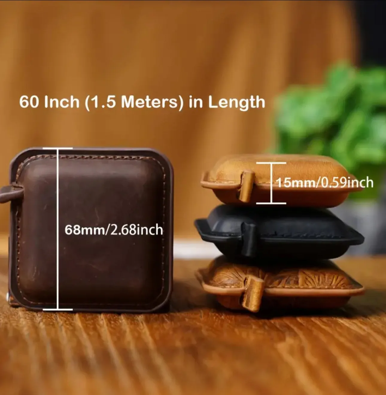 Premium Genuine Leather Retractable Tape Measure - 60 Inch/1.5m Dual-Sided, Locking Feature for Sewing, Tailoring & Medical Use