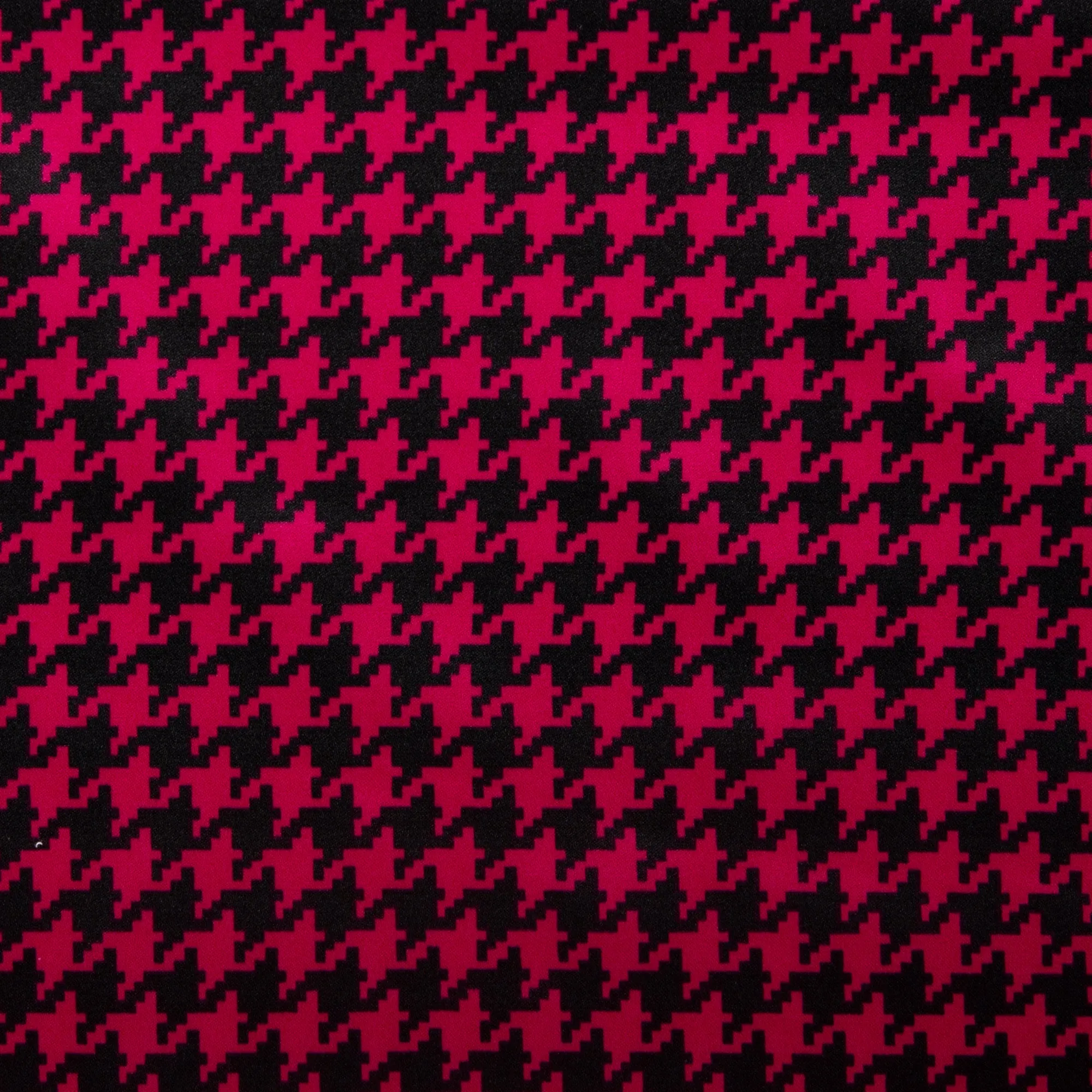 Printed Satin Velvet - CHARLOTTE - Houndstooth - Pink