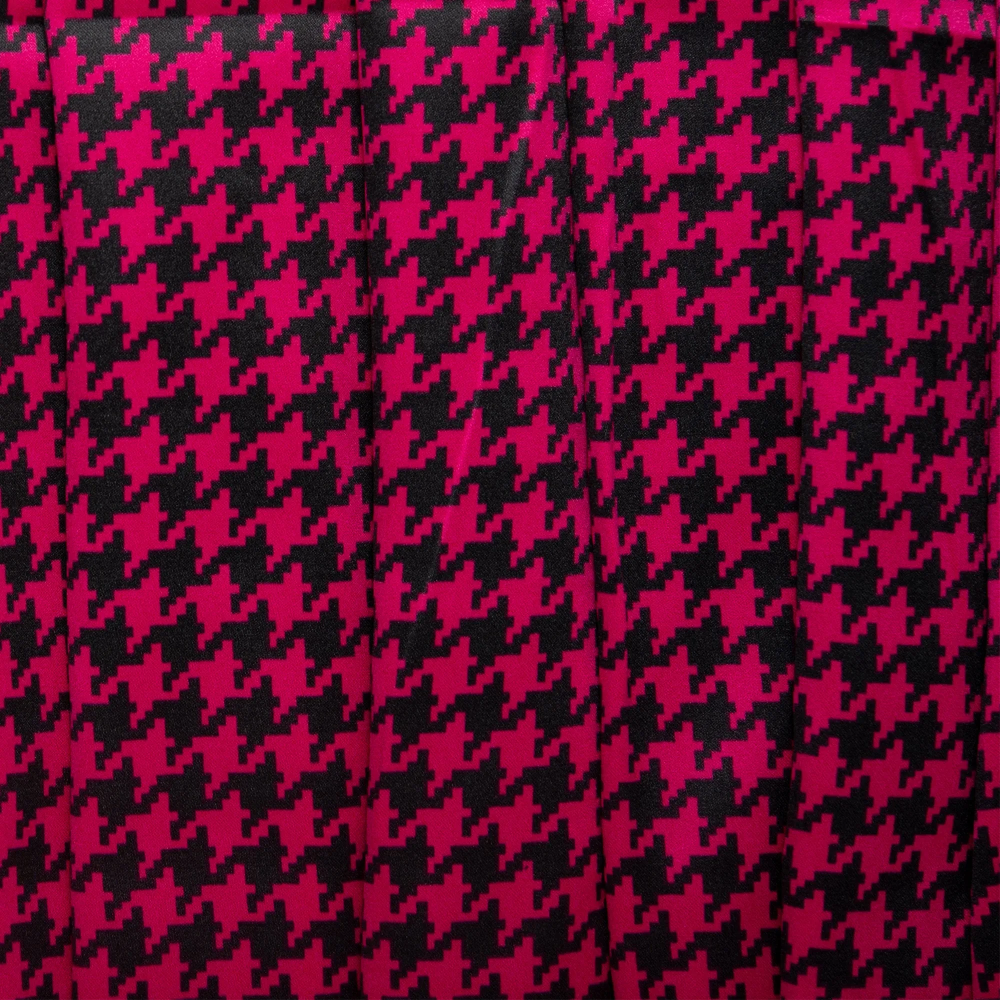 Printed Satin Velvet - CHARLOTTE - Houndstooth - Pink