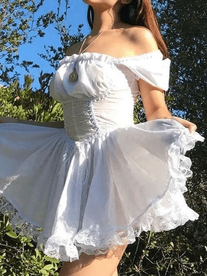Puff Sleeve Graceful Corset Mini Dress