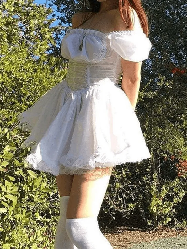 Puff Sleeve Graceful Corset Mini Dress