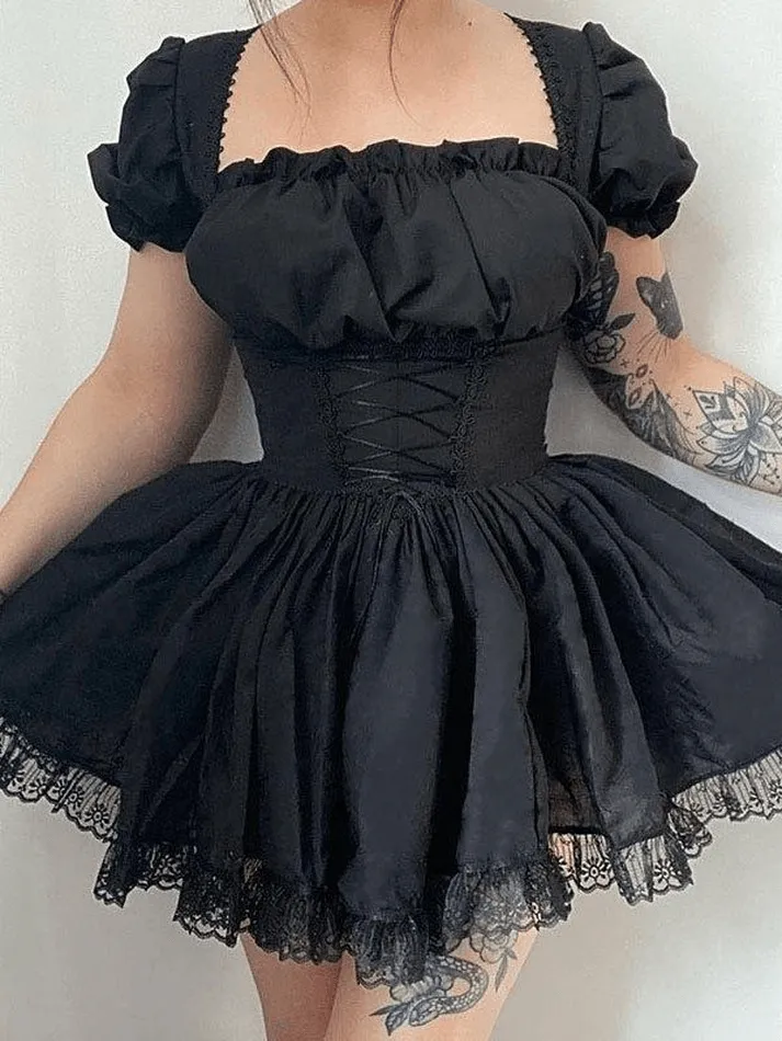 Puff Sleeve Graceful Corset Mini Dress