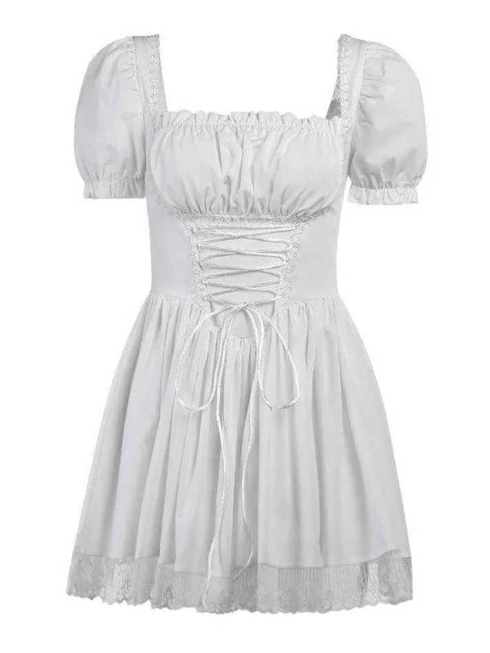 Puff Sleeve Graceful Corset Mini Dress