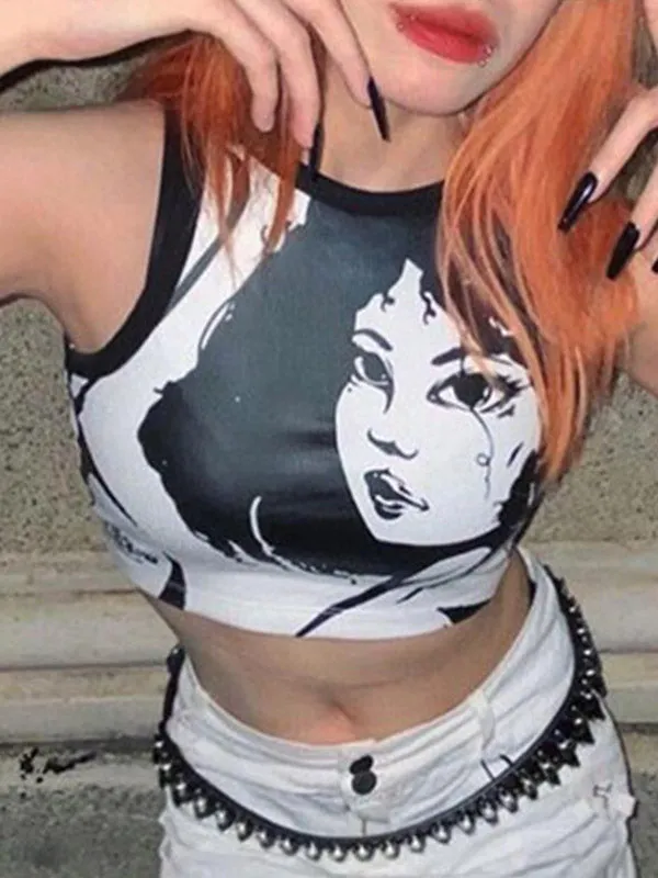 Punk Figure Graceful Graphic Corset Top