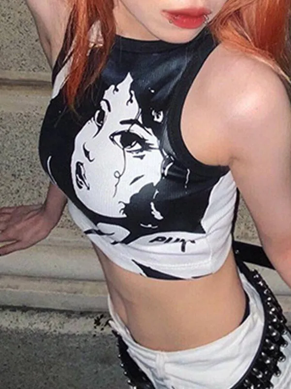 Punk Figure Graceful Graphic Corset Top