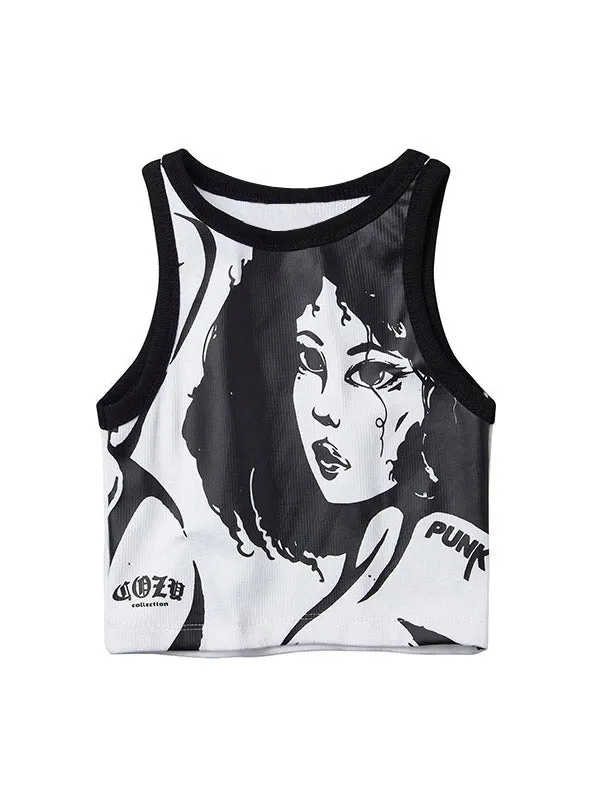Punk Figure Graceful Graphic Corset Top
