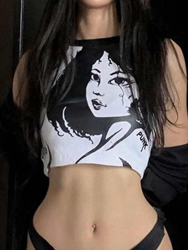Punk Figure Graceful Graphic Corset Top