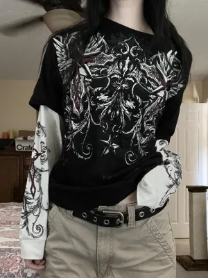 Punk Heart Graceful Printed Crop Top