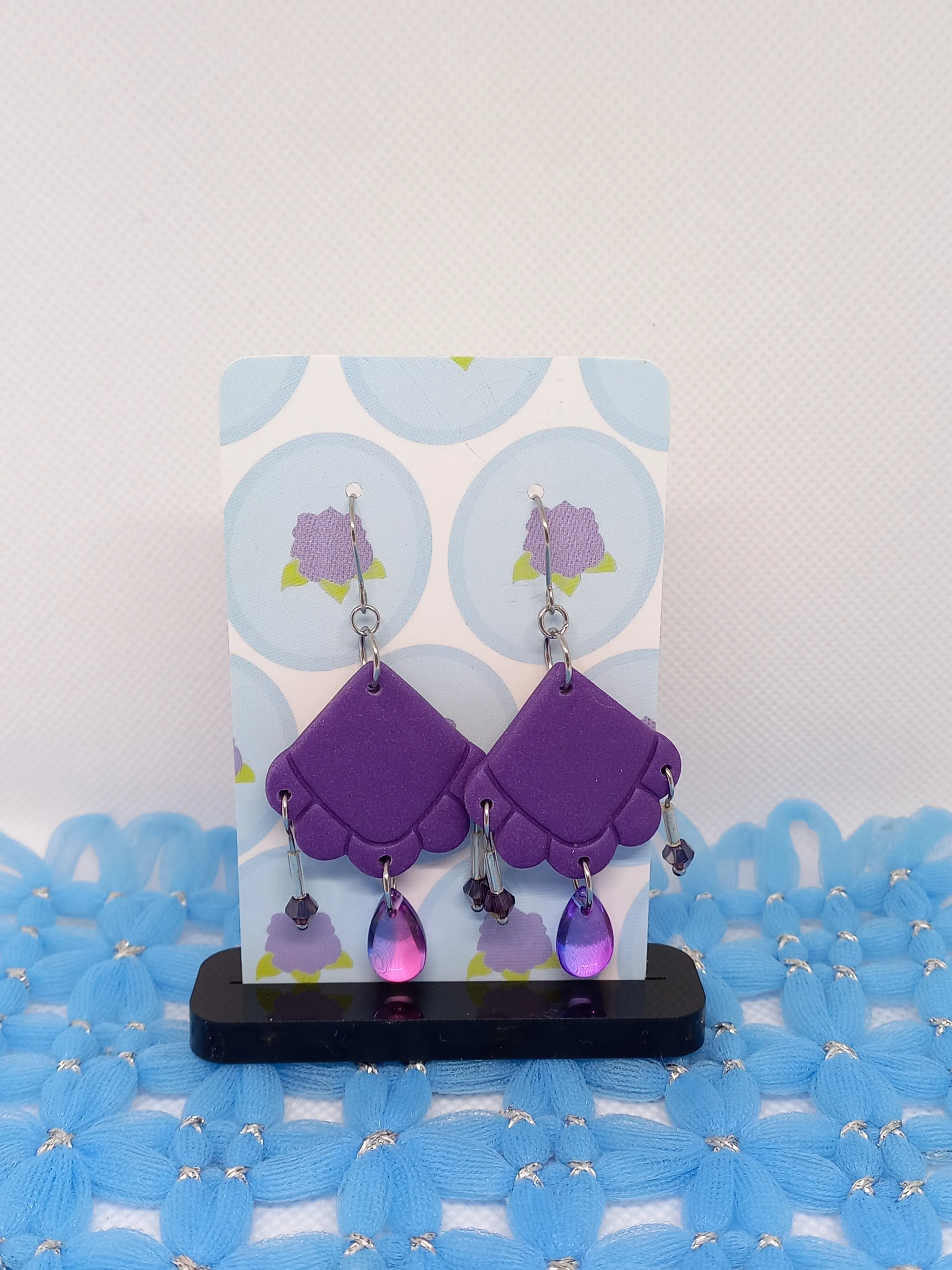 Purple Embossed Teardrop Earrings | Embossed Collection