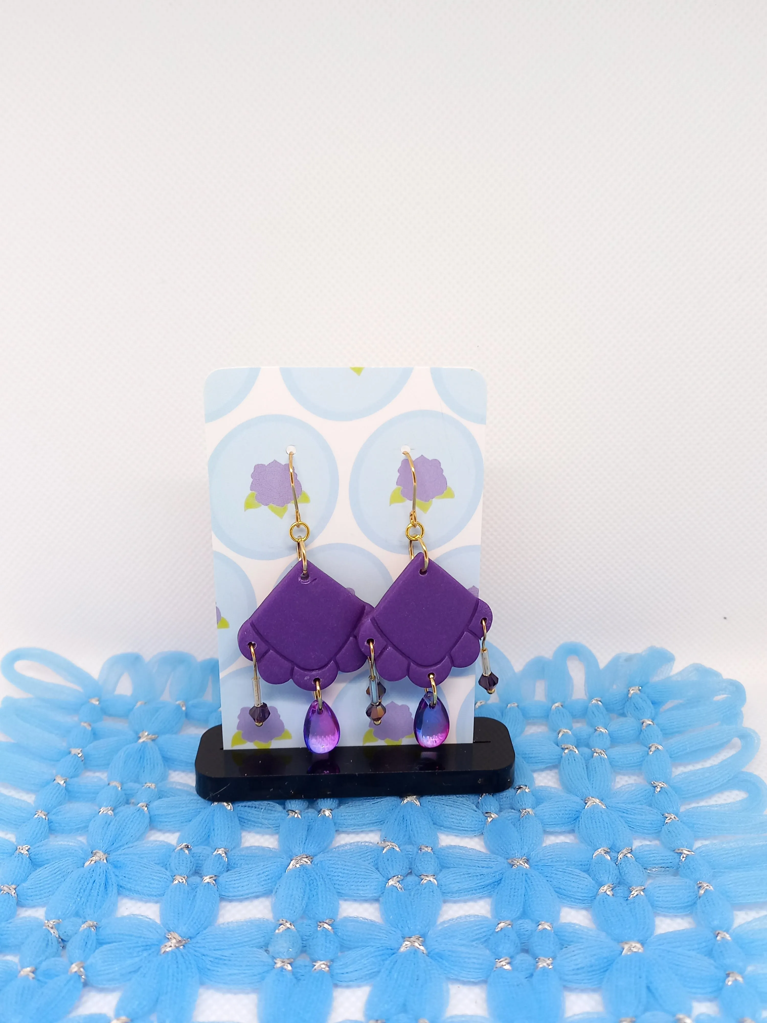 Purple Embossed Teardrop Earrings | Embossed Collection
