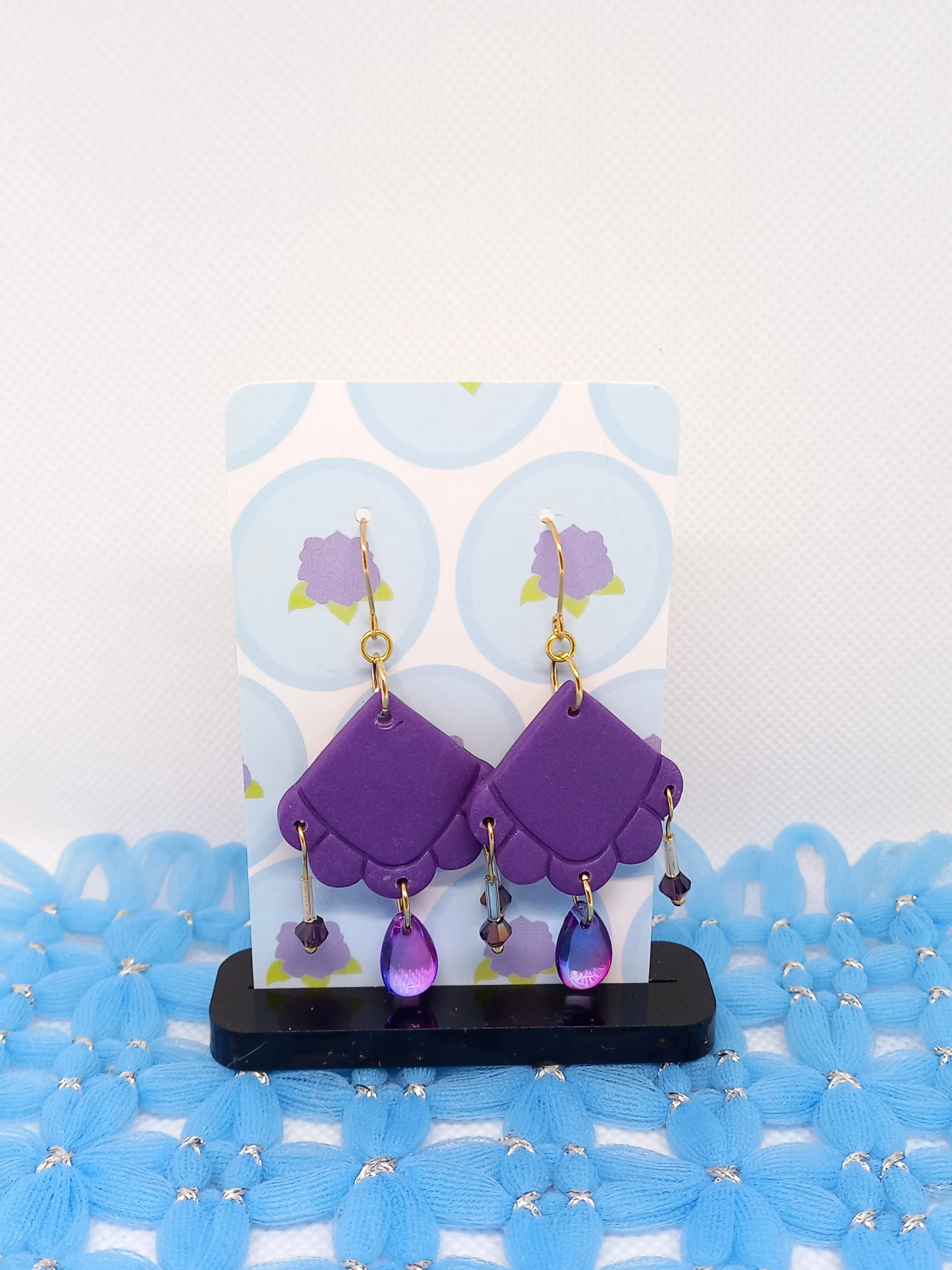 Purple Embossed Teardrop Earrings | Embossed Collection