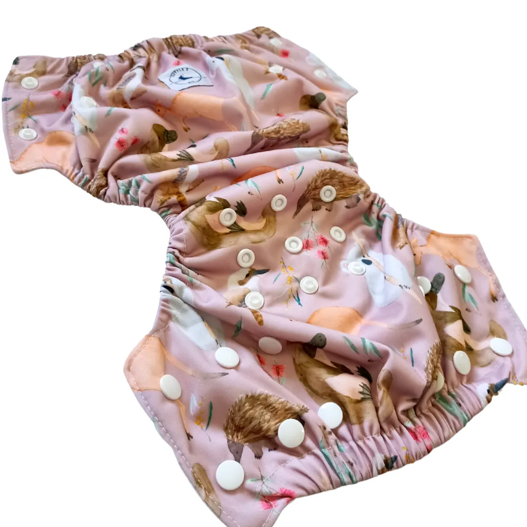 REUSABLE SWIM NAPPY & MINI WET BAG COMBO - AUS ANIMALS