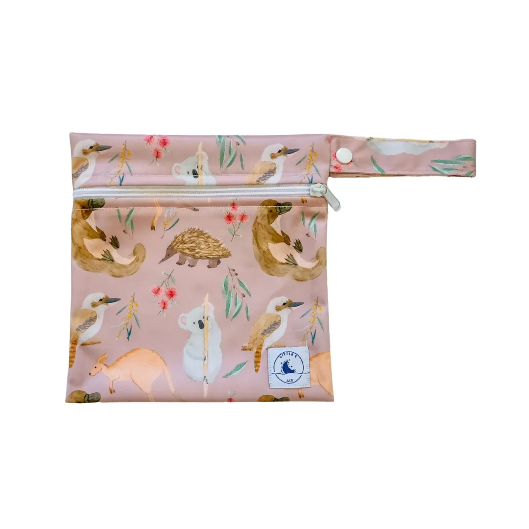 REUSABLE SWIM NAPPY & MINI WET BAG COMBO - AUS ANIMALS