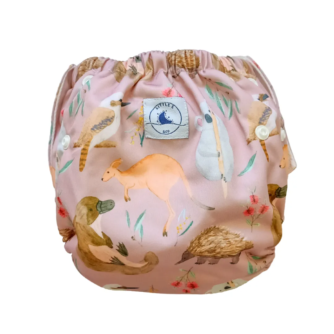 REUSABLE SWIM NAPPY & MINI WET BAG COMBO - AUS ANIMALS