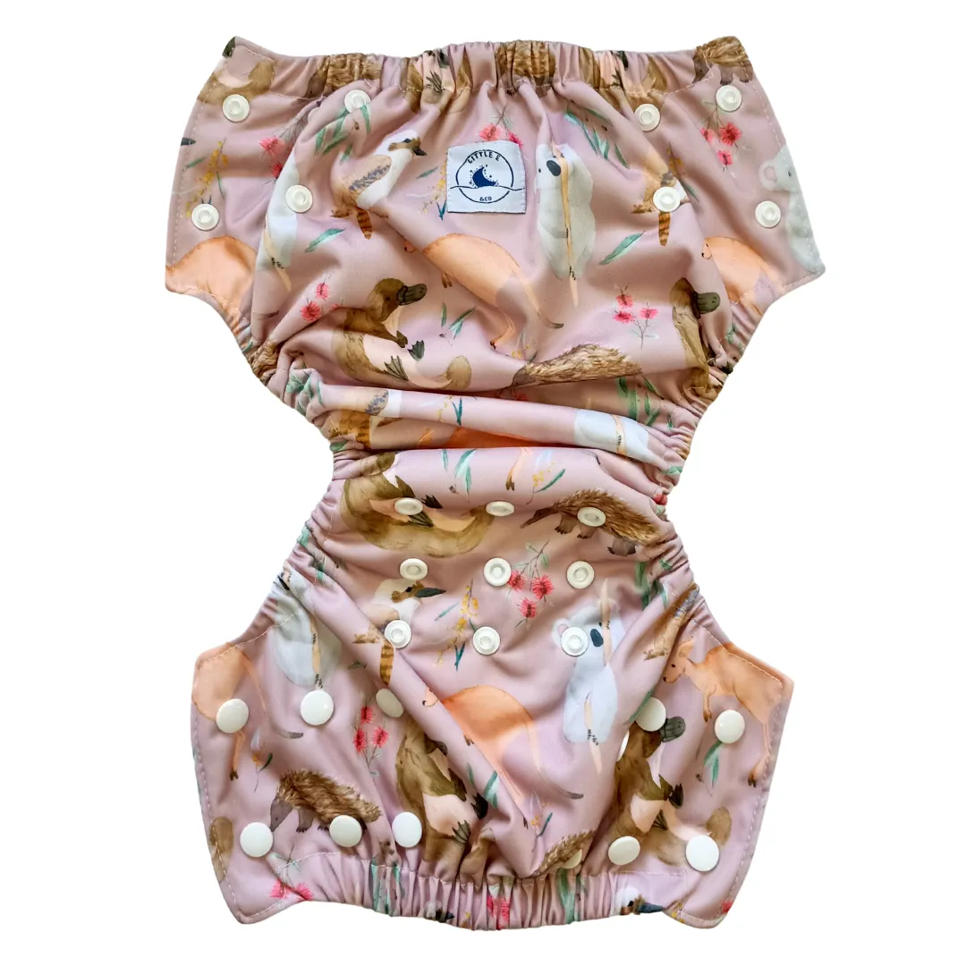 REUSABLE SWIM NAPPY & MINI WET BAG COMBO - AUS ANIMALS