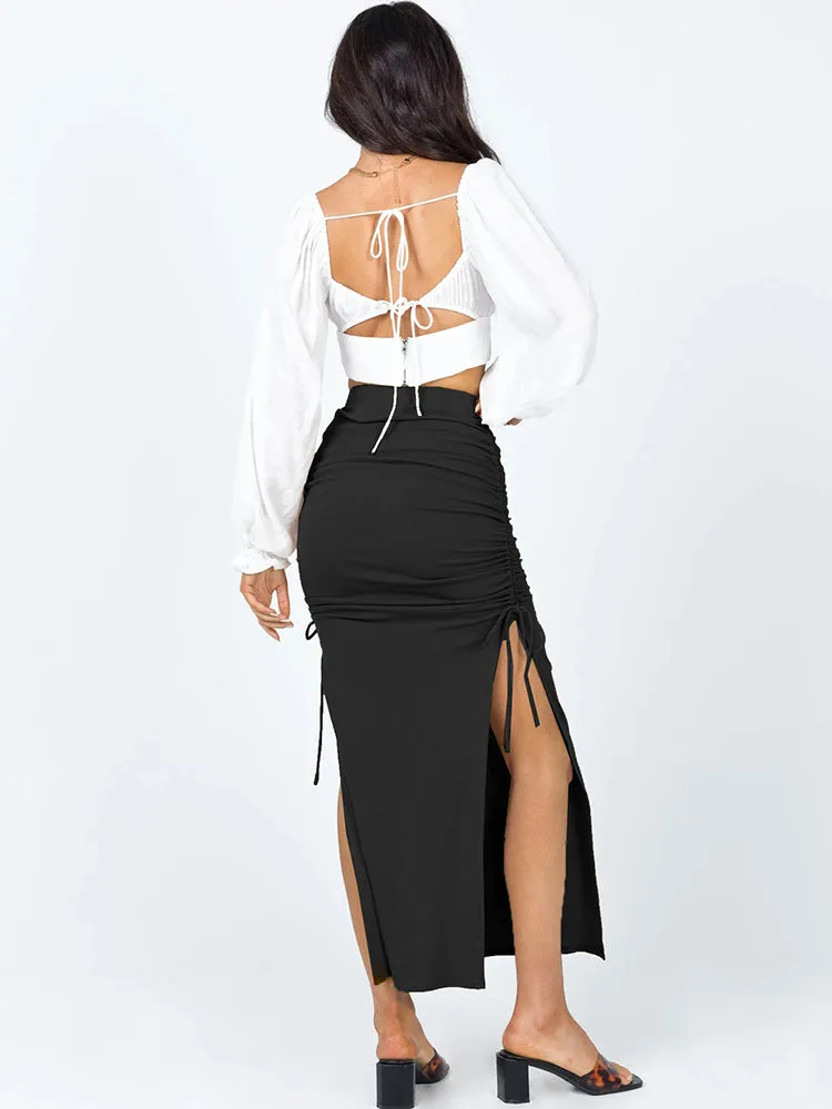 Ribbed Solid Graceful Long Sleeve Set