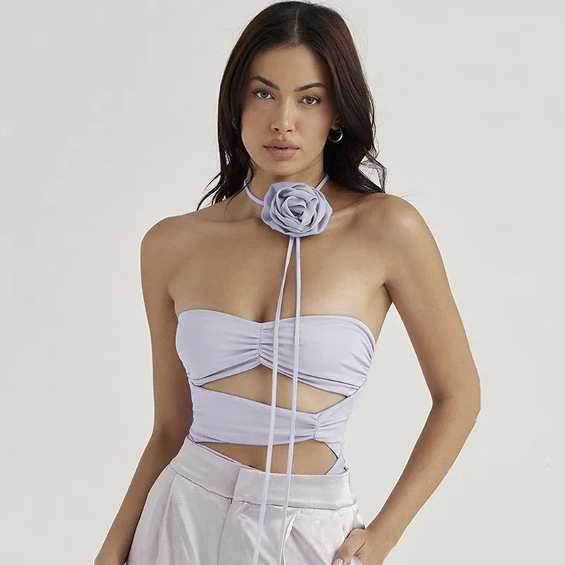 Rose Printed Graceful Y2K Crop Top