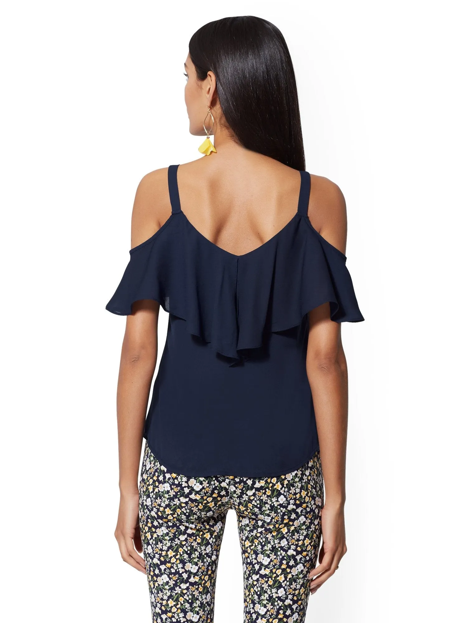 Ruffle Cold-Shoulder Top