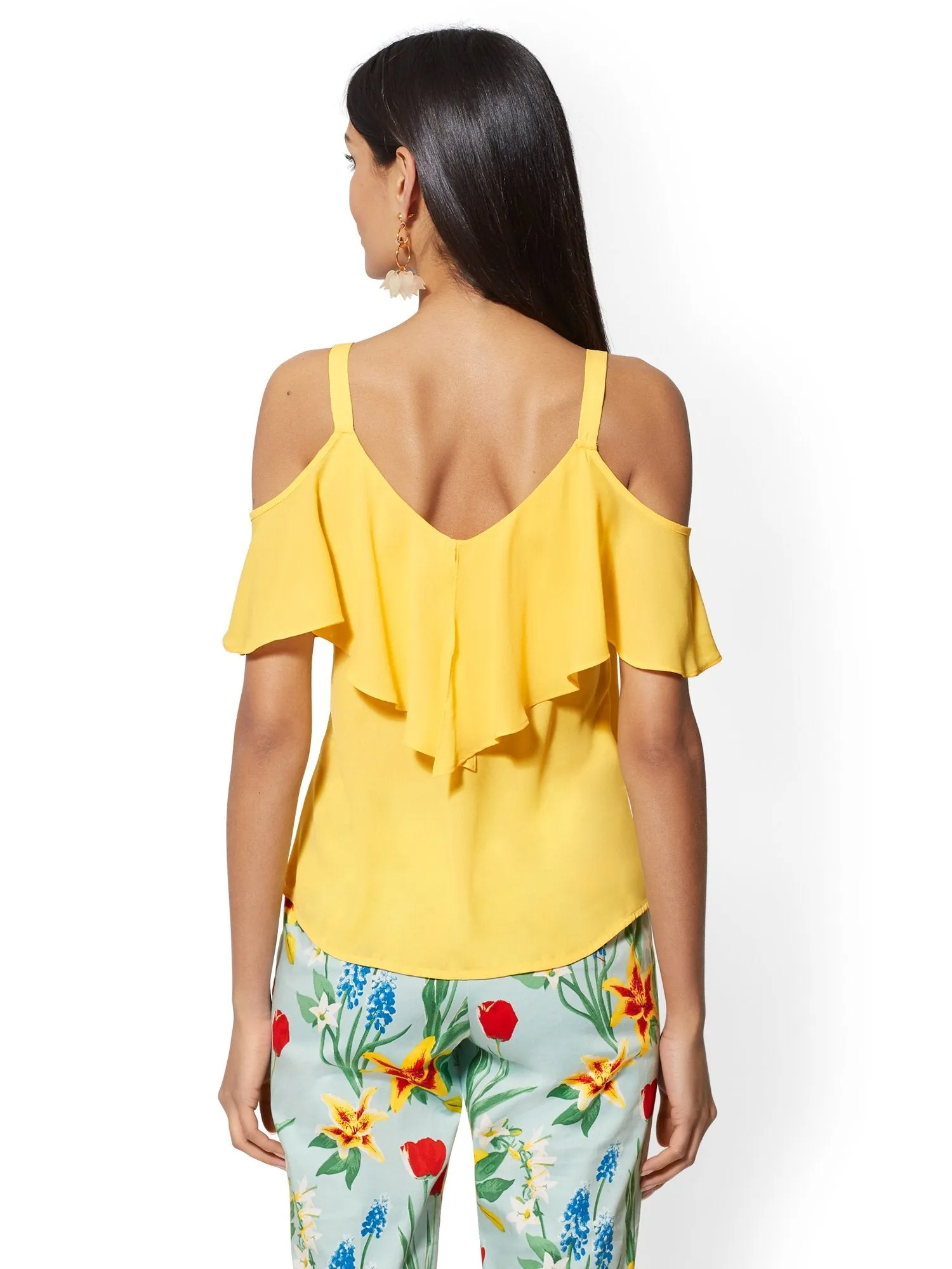 Ruffle Cold-Shoulder Top