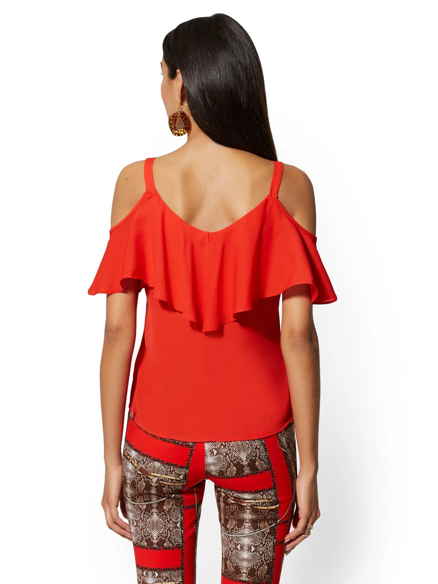 Ruffle Cold-Shoulder Top